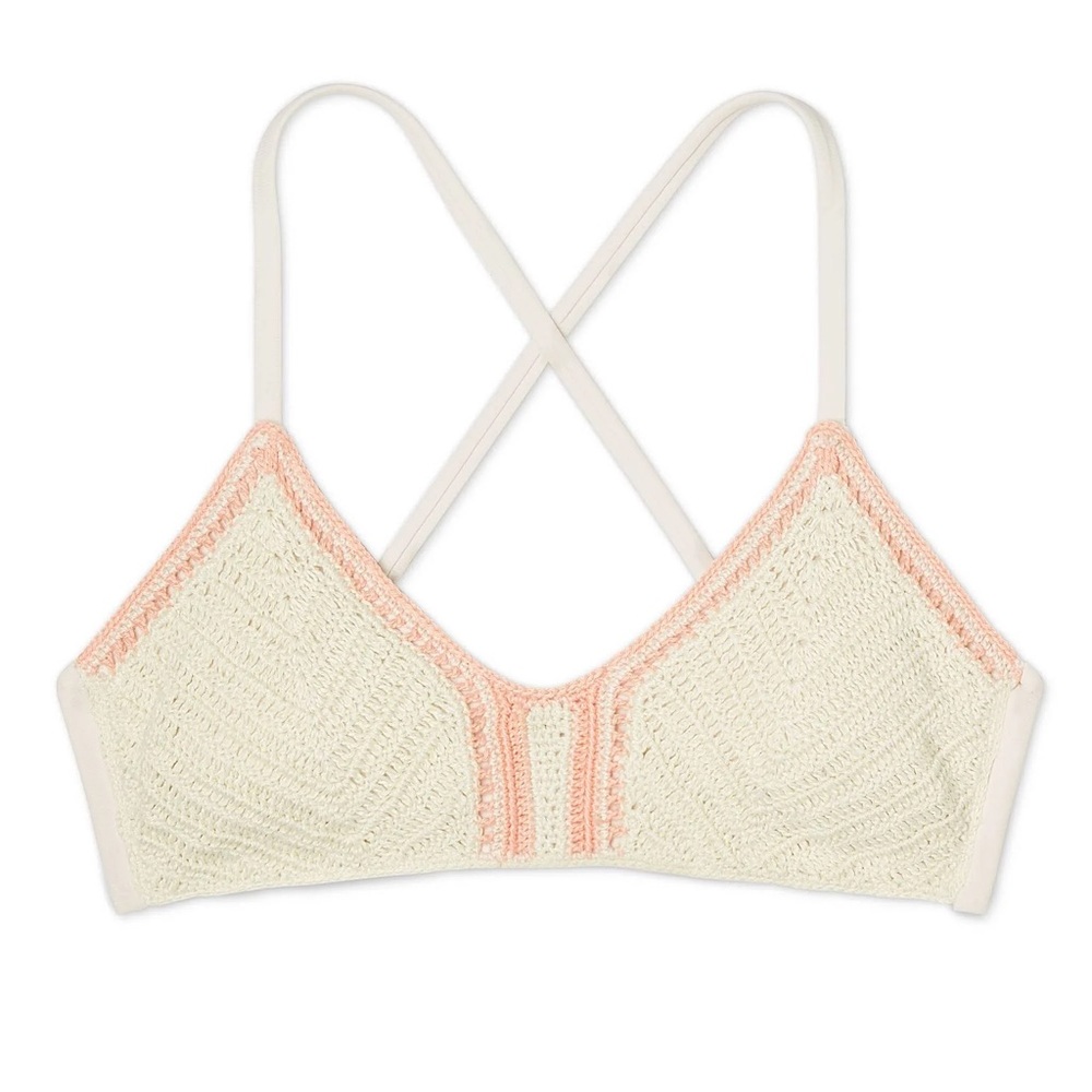 Xhilaration Cream and Light Pink Crochet Bralette Bikini Top